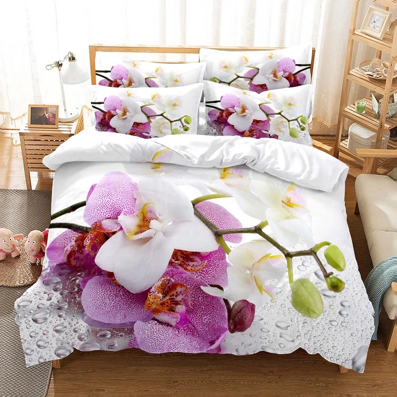 Linen Duvet Cover - Set biancheria da letto con fiori