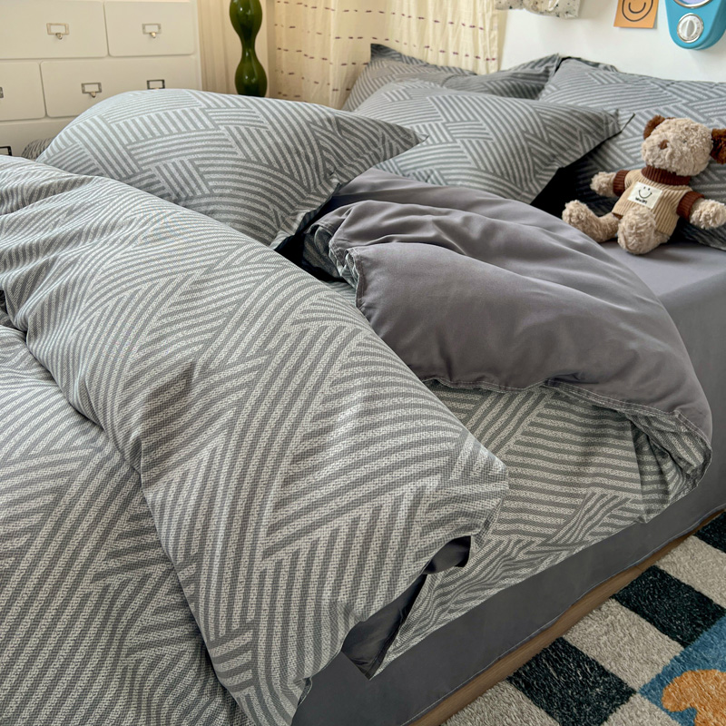 Linen Duvet Cover - Set di Biancheria da Letto Geometrica
