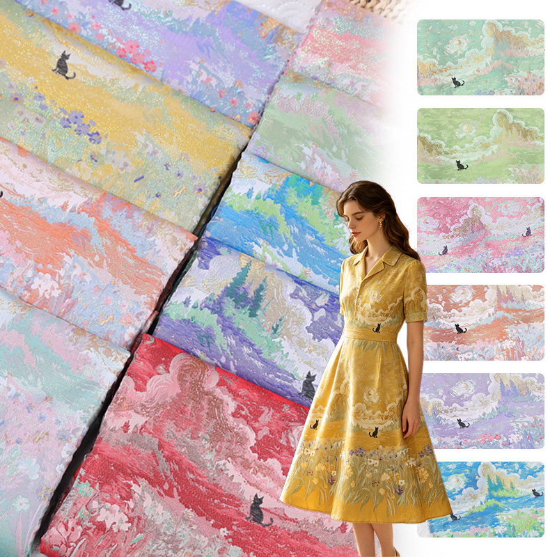 Home Textiles Trends - Tessuto Jacquard Broccato Dorato con Motivo