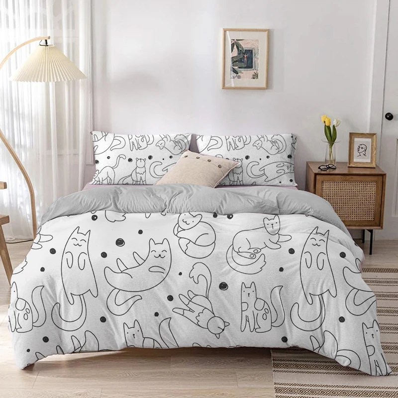 Set copripiumino Cartoon Cat S - Linen Duvet Cover recensione e prezzo
